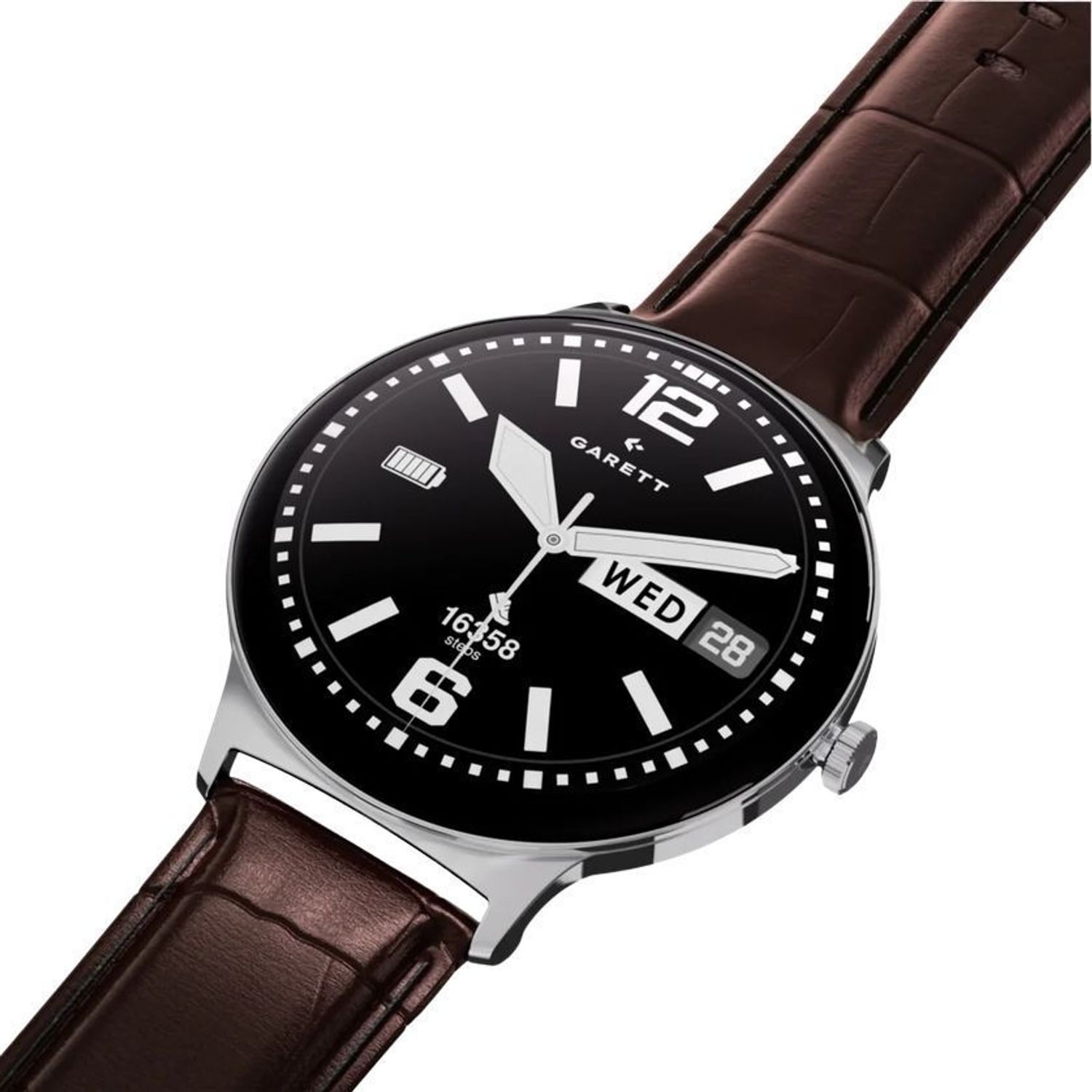 Smartwatch męski Garett Quantum Glow srebrny stalowy AMOLED 1,43″ + pasek skórzany (4).jpg